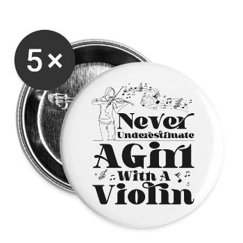Violoniste Violoniste Fille Jamais - Lot de 5 grands badges (56 mm) - blanc - Devant