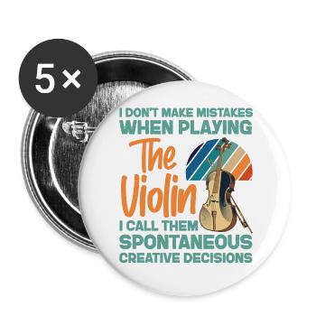 Violin Violinist I Don't Make - Buttons large 2.2''/56 mm (5-pack) - white - Front