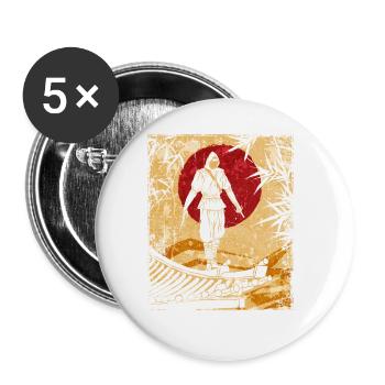 Ninja Japanese Art Vintage Fighter Retro - Buttons large 2.2''/56 mm (5-pack) - white - Front