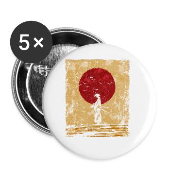 Samurai Japanese Art Vintage Fighter Retro - Buttons large 2.2''/56 mm (5-pack) - white - Front