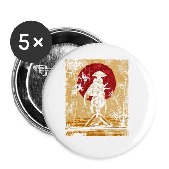Samurai Japanese Art Vintage Fighter Retro - Buttons large 2.2''/56 mm (5-pack) - white - Front