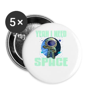 Yeah I Need Space I'll Go To Uranus Retro Funny - Buttons groß 56 mm (5er Pack) - Weiß - Vorne