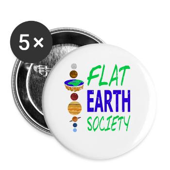 FLAT EARTH Society Retro Flat Earther Designs - Lot de 5 grands badges (56 mm) - blanc - Devant