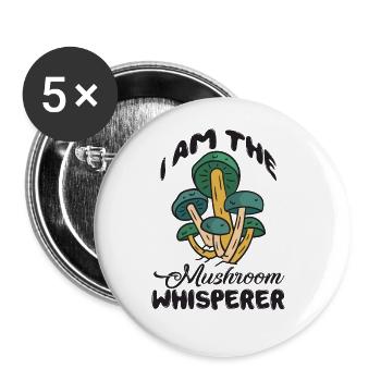 Mushroom pickers and mushroom friends - Buttons large 2.2''/56 mm (5-pack) - white - Front