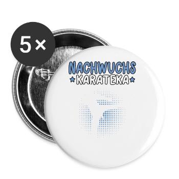 Karate Nachwuchs Karateka asiatischer Kampfsport - Buttons groß 56 mm (5er Pack) - Weiß - Vorne