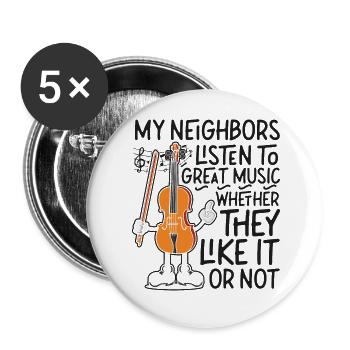Violin Violinist My Neighbors - Buttons groß 56 mm (5er Pack) - Weiß - Vorne