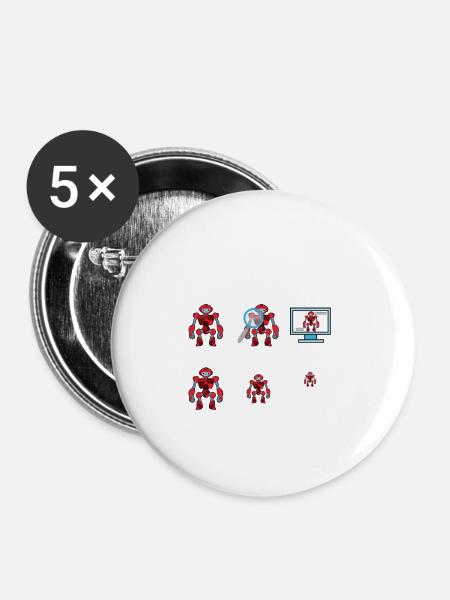 Roboter - Buttons groß 56 mm (5er Pack) - Weiß
