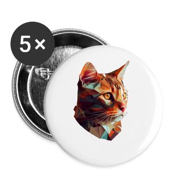 Katze Katzen Kätzchen Polygon Katze - Buttons groß 56 mm (5er Pack) - Weiß - Vorne