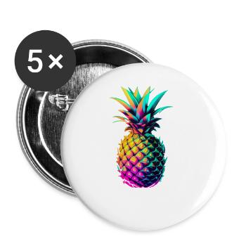 EDM Music Rave Festival Pineapple Techno - Buttons large 2.2''/56 mm (5-pack) - white - Front