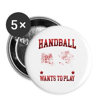 würde lieber Handball spielen Handballer - Buttons groß 56 mm (5er Pack) - Weiß - Vorne