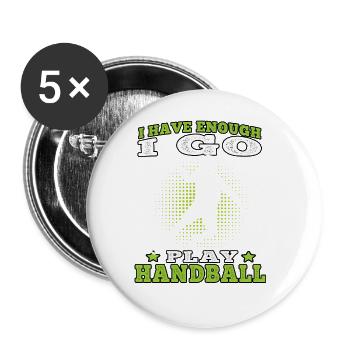 I go play Handball Handballer Handballspieler - Buttons groß 56 mm (5er Pack) - Weiß - Vorne