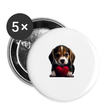 Désolé, mais mon chien est mon Valentin - Lot de 5 grands badges (56 mm) - blanc - Devant
