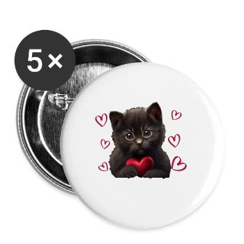 Je vole des cœurs chat - Lot de 5 grands badges (56 mm) - blanc - Devant