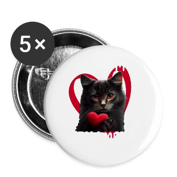Tu es mon Meow Meow Cat - Lot de 5 grands badges (56 mm) - blanc - Devant