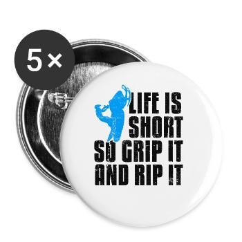 Life is short snowmobile snowmobiles - Buttons large 2.2''/56 mm (5-pack) - white - Front