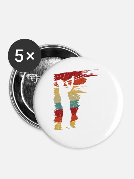 Retro Trombone Player Graphic Trombonist - Buttons groß 56 mm (5er Pack) - Weiß