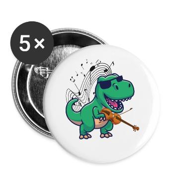 Violon Violoniste T-Rex Dinosaur - Lot de 5 grands badges (56 mm) - blanc - Devant