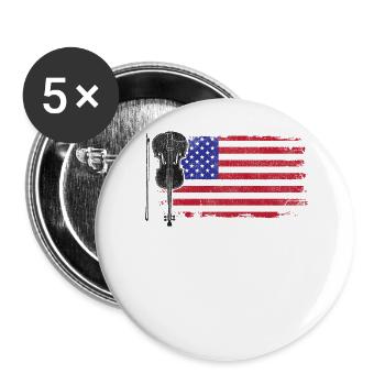 Violin Violinist Usa American Flag - Buttons large 2.2''/56 mm (5-pack) - white - Front