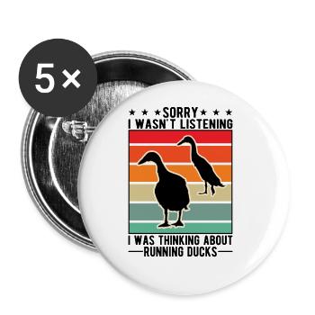 Indian Running Duck Bouteille cadeau Canard Canard - Lot de 5 grands badges (56 mm) - blanc - Devant