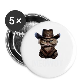 Meowdy Funny cat Meme for Cat Lovers - Buttons groß 56 mm (5er Pack) - Weiß - Vorne