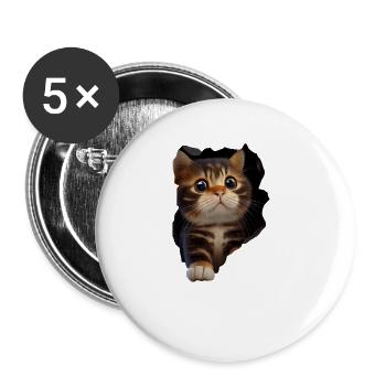 Chat mignon Chaton Craqué Chat Amants Chats Chats - Lot de 5 grands badges (56 mm) - blanc - Devant
