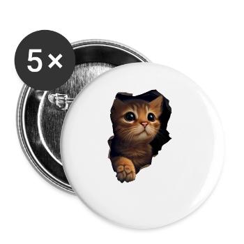 Cat Cute Kitten Cracked Cat Lovers Cats - Buttons large 2.2''/56 mm (5-pack) - white - Front