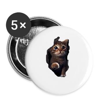 Chat mignon Chaton Craqué Chat Amants Chats Chats - Lot de 5 grands badges (56 mm) - blanc - Devant