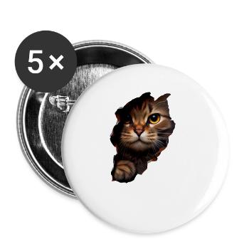 Cat Cute Kitten Cracked Cat Lovers Cats - Buttons large 2.2''/56 mm (5-pack) - white - Front