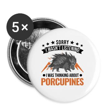Porcupine Gift Porcupine - Buttons large 2.2''/56 mm (5-pack) - white - Front
