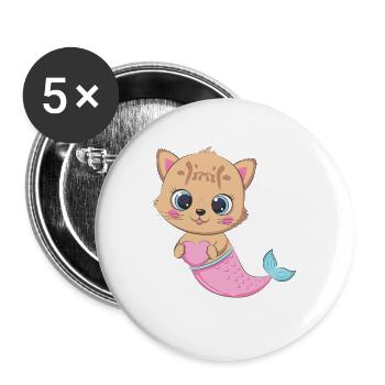 Ocelot mermaid - Buttons large 2.2''/56 mm (5-pack) - white - Front