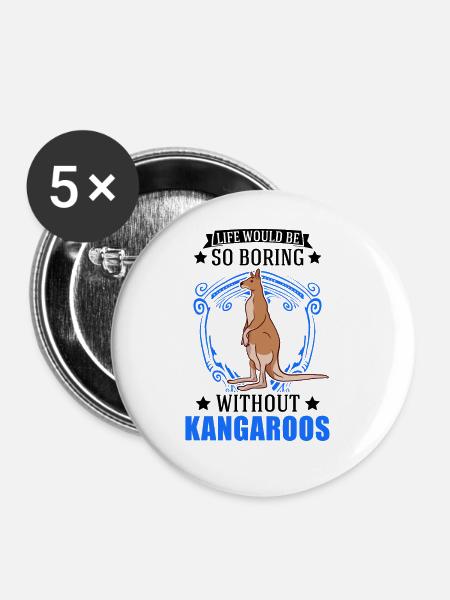 Australisches Känguru Australien Kangaroo - Buttons groß 56 mm (5er Pack) - Weiß