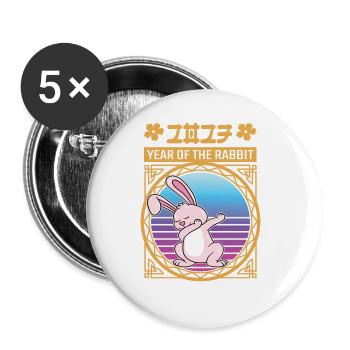 Year Of The Rabbit 2023 Chinese New Year 2023 - Buttons large 2.2''/56 mm (5-pack) - white - Front