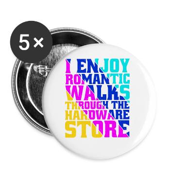 J’aime les promenades romantiques dans la quincaillerie 36 - Lot de 5 grands badges (56 mm) - blanc - Devant