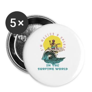 Je fais sensation dans le monde du surf Surfer - Lot de 5 grands badges (56 mm) - blanc - Devant