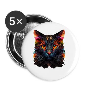 Katze Katzen Kätzchen Polygon Katze - Buttons groß 56 mm (5er Pack) - Weiß - Vorne
