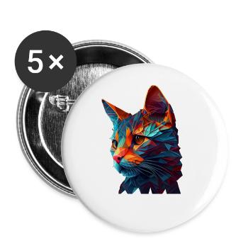 Katze Katzen Kätzchen Polygon Katze - Buttons groß 56 mm (5er Pack) - Weiß - Vorne