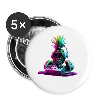 EDM Music Rave Festival Ananas Techno - Lot de 5 grands badges (56 mm) - blanc - Devant