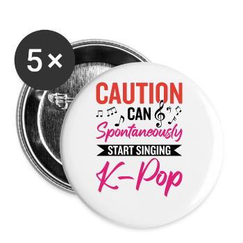 Peut spontanément commencer à chanter de la K-pop - Lot de 5 grands badges (56 mm) - blanc - Devant