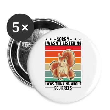 Écureuil Cadeau Écureuil Gris - Lot de 5 grands badges (56 mm) - blanc - Devant
