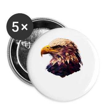 Cooles Polygon Design Mit Einem Weißkopfseeadler - Buttons groß 56 mm (5er Pack) - Weiß - Vorne