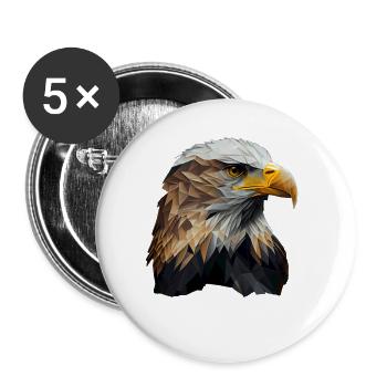 Cooles Polygon Design Mit Einem Weißkopfseeadler - Buttons groß 56 mm (5er Pack) - Weiß - Vorne