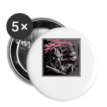 Temple japonais vintage des fleurs de cerisier Sakura - Lot de 5 grands badges (56 mm) - blanc - Devant