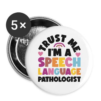 Speech Therapist Therapy Assistant - Buttons groß 56 mm (5er Pack) - Weiß - Vorne