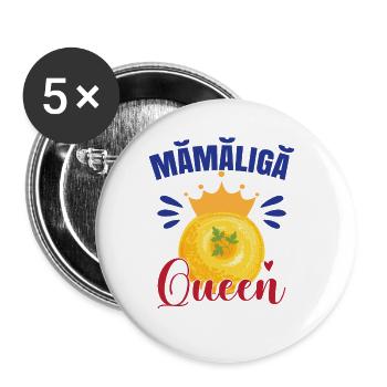 Mamaliga Königin - Buttons groß 56 mm (5er Pack) - Weiß - Vorne
