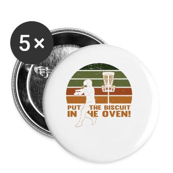 Retro Disc Golf - Buttons large 2.2''/56 mm (5-pack) - white - Front