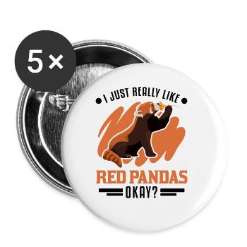 J’aime vraiment Red Pandas Roter Panda - Lot de 5 grands badges (56 mm) - blanc - Devant