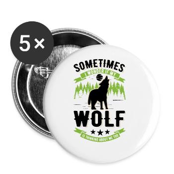 Wolf Liebhaber Geschenk Wolfsrudel - Buttons groß 56 mm (5er Pack) - Weiß - Vorne