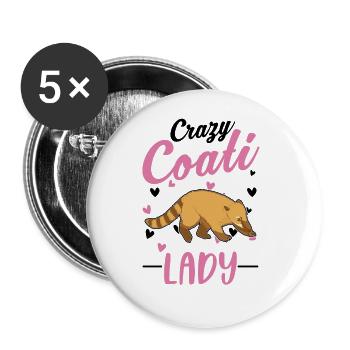 Crazy Coati lady Proboscis Coati - Buttons large 2.2''/56 mm (5-pack) - white - Front