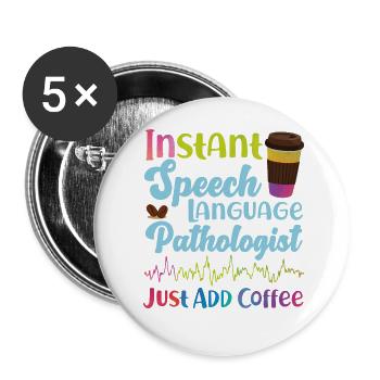 Speech Therapist Therapy Assistant - Buttons groß 56 mm (5er Pack) - Weiß - Vorne