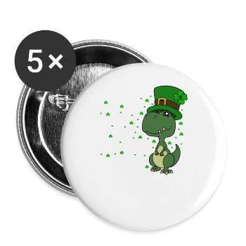 Dinosaur St. Patrick's Day Dino - Buttons large 2.2''/56 mm (5-pack) - white - Front